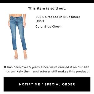 Levi’s 505c cropped jeans in Blue Cheer
